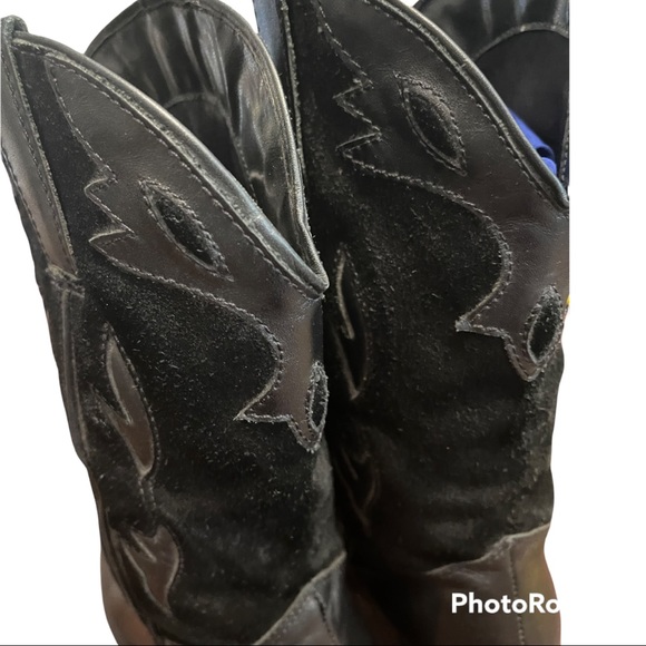 Dingo | Black Leather & Suede Cowboy boots sz 7.5 - Picture 11 of 16